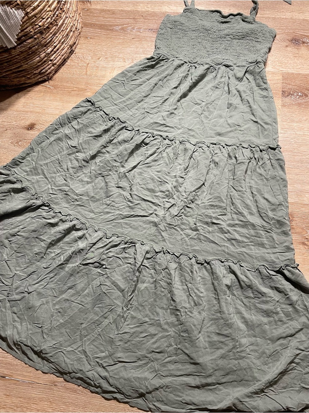 Women’s Olive Green Maxi Tiered Skirt